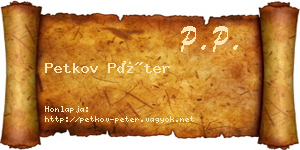 Petkov Péter névjegykártya